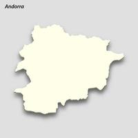 3d isométrico mapa do andorra isolado com sombra vetor