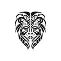 vetor tatuagem esboço do Preto e branco polinésio Deus mascarar.