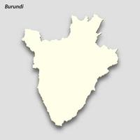 3d isométrico mapa do Burundi isolado com sombra vetor
