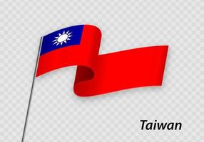 acenando a bandeira de taiwan no mastro. modelo para o dia da independência vetor