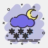 ícone nevando noite. clima elementos símbolo. ícones dentro quadrinho estilo. Boa para impressões, rede, Smartphone aplicativo, cartazes, infográficos, logotipo, sinal, etc. vetor