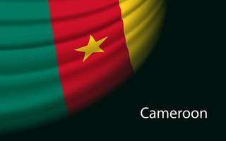 onda bandeira do Camarões em Sombrio fundo. vetor