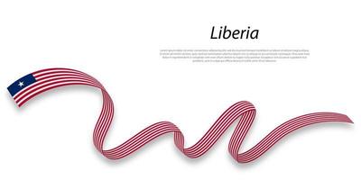 acenando a fita ou banner com bandeira da Libéria. vetor