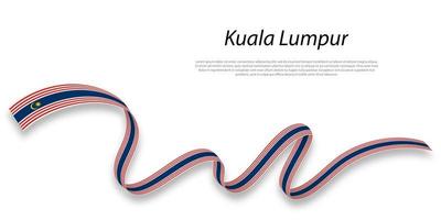 acenando fita ou listra com bandeira do Kuala lumpur vetor