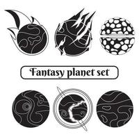 conjunto do silhuetas do sci fi fantasia planetas vetor ilustração