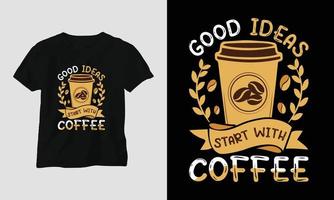 café citações camiseta Projeto modelo vetor, tipografia estilo vetor