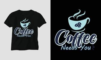 café citações camiseta Projeto modelo vetor