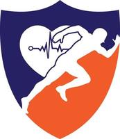 homem avatar corrida com coração pulso silhueta estilo ícone projeto, maratona atleta Treinamento e ginástica tema vetor ilustração