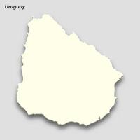3d isométrico mapa do Uruguai isolado com sombra vetor