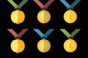simples ilustração do dourado prêmio medalha com fitas para vencedores plano estilo vetor