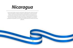 acenando a fita ou banner com bandeira da nicarágua vetor