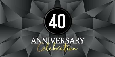 40. ano aniversário celebração logotipo Projeto branco e ouro cor em elegante Preto fundo vetor arte abstrato fundo vetor