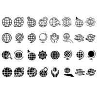 mundo mapa vetor ícone definir. navegação ilustração placa coleção. globo símbolo. viagem logotipo.