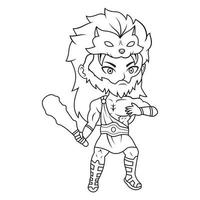 Heracles chibi mascote linha arte vetor