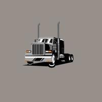 clássico americano genérico semi-reboque caminhão frente Visão Preto e branco ilustração vetor
