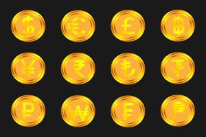 conjunto do ouro moedas ícones do vários mundo moedas vetor
