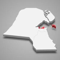 al-asimah região localização dentro Kuwait 3d mapa vetor