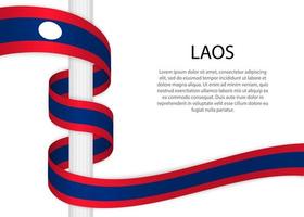 acenando fita em pólo com bandeira do Laos. modelo para independente vetor