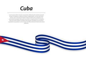 acenando a fita ou banner com bandeira de cuba vetor