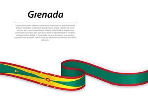 acenando a fita ou banner com bandeira de granada vetor