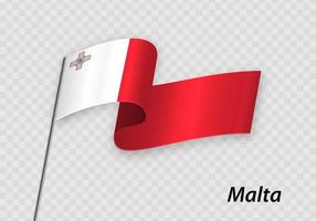 acenando a bandeira de malta no mastro. modelo para o dia da independência vetor