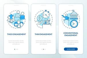 motivar sociedade para Aja azul onboarding Móvel aplicativo tela. passo a passo 3 passos editável gráfico instruções com linear conceitos. interface do usuário, ux, gui modelo vetor