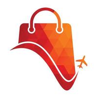 viagem fazer compras logotipo vetor modelo. fazer compras e avião logotipo. venda e viagem símbolo ou ícone.