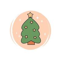 fofa Natal árvore ícone vetor, ilustração em círculo com escova textura, para social meios de comunicação história e luzes vetor