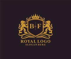 modelo de logotipo de luxo real de leão de carta bf inicial em arte vetorial para restaurante, realeza, boutique, café, hotel, heráldica, joias, moda e outras ilustrações vetoriais. vetor