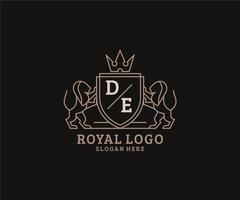 inicial de letra leão modelo de logotipo de luxo real em arte vetorial para restaurante, realeza, boutique, café, hotel, heráldica, joias, moda e outras ilustrações vetoriais. vetor