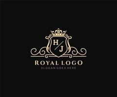 inicial hj carta luxuoso marca logotipo modelo, para restaurante, realeza, butique, cafeteria, hotel, heráldico, joia, moda e de outros vetor ilustração.