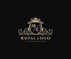 inicial hc carta luxuoso marca logotipo modelo, para restaurante, realeza, butique, cafeteria, hotel, heráldico, joia, moda e de outros vetor ilustração.