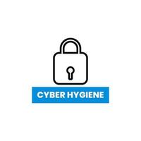 cyber higiene proteção atacantes conectados saúde dados ícone placa rótulo Projeto vetor