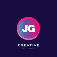 jg inicial logotipo com colorida modelo vetor. vetor