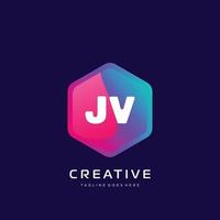 jv inicial logotipo com colorida modelo vetor. vetor