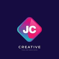 jc inicial logotipo com colorida modelo vetor. vetor