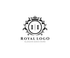 inicial ii carta luxuoso marca logotipo modelo, para restaurante, realeza, butique, cafeteria, hotel, heráldico, joia, moda e de outros vetor ilustração.