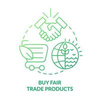 Comprar justo comércio produtos verde gradiente conceito ícone. transparente parceria. de Meio Ambiente bens abstrato idéia fino linha ilustração. isolado esboço desenhando vetor
