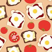 desatado padronizar para café da manhã sanduíche e frito ovo com tomate vetor