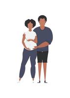 homem e grávida mulher dentro cheio crescimento. isolado. feliz gravidez conceito. vetor ilustração dentro uma plano estilo.