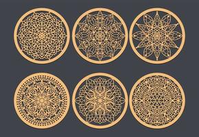 a perfeito Casamento Favor laser cortar porta-copos para seu convidados, vetor conjunto do mandalas. decorativo volta enfeites.