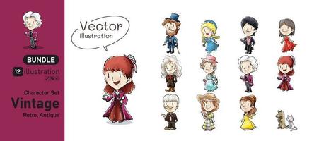 crianças desenho animado personagem conjunto agrupar vetor ilustração giz estilo