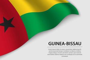 onda bandeira do Guiné-Bissau em branco fundo. bandeira ou fita vetor
