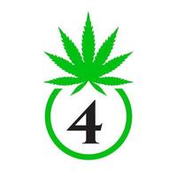 cannabis logotipo placa conceito 4 alfabeto símbolo para terapia, médico e saúde Cuidado e maconha logotipo. vetor