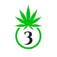 cannabis logotipo placa conceito 3 alfabeto símbolo para terapia, médico e saúde Cuidado e maconha logotipo. vetor