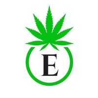 cannabis logotipo placa conceito e alfabeto símbolo para terapia, médico e saúde Cuidado e maconha logotipo. vetor