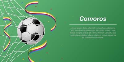 futebol fundo com vôo fitas dentro cores do a bandeira do Comores vetor