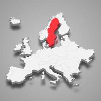 Suécia país localização dentro Europa 3d mapa vetor