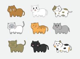 gato desenho animado personagem ícone pacote vetor