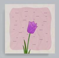 ilustração vetor do roxa tulipa. nostalgia vintage arte com papel textura. para cobrir, poster, bandeira, folheto, folheto, decoração, social meios de comunicação.